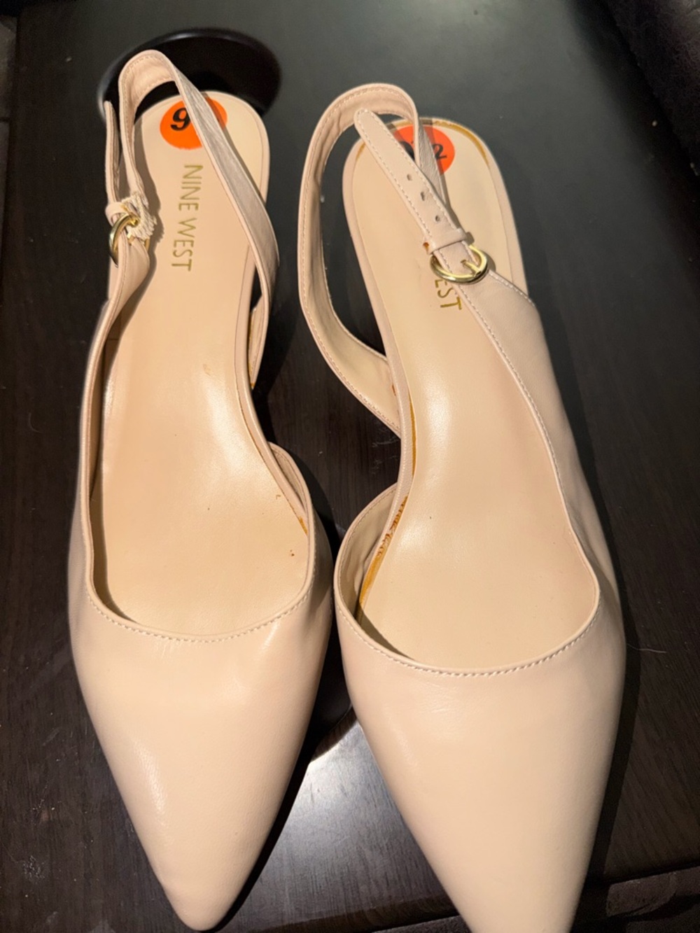 Nine West Nude/Beige Pointed-Toe Slingback Heels